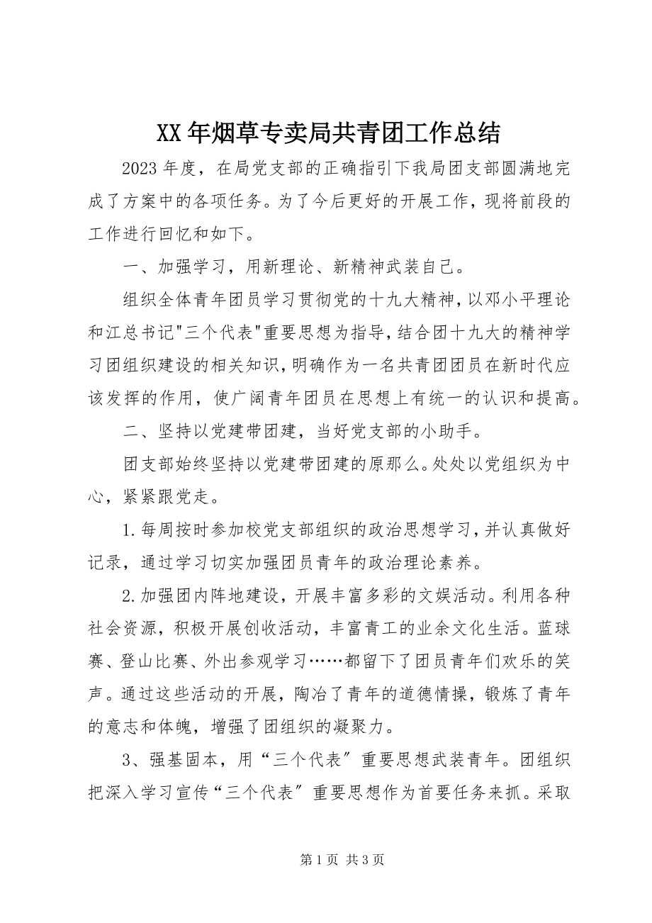 2023年烟草专卖局共青团工作总结.docx_第1页