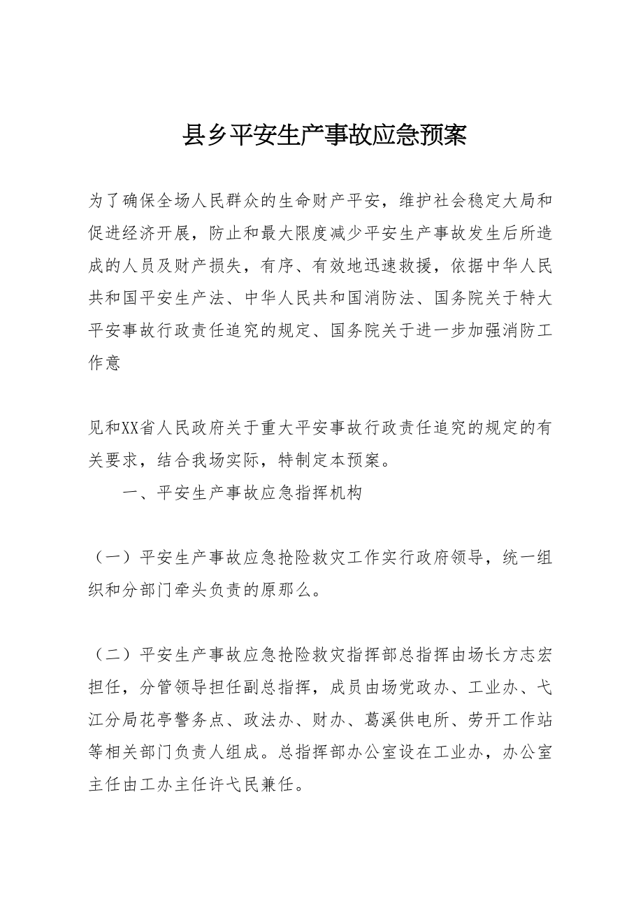 2023年县乡安全生产事故应急预案 3.doc_第1页