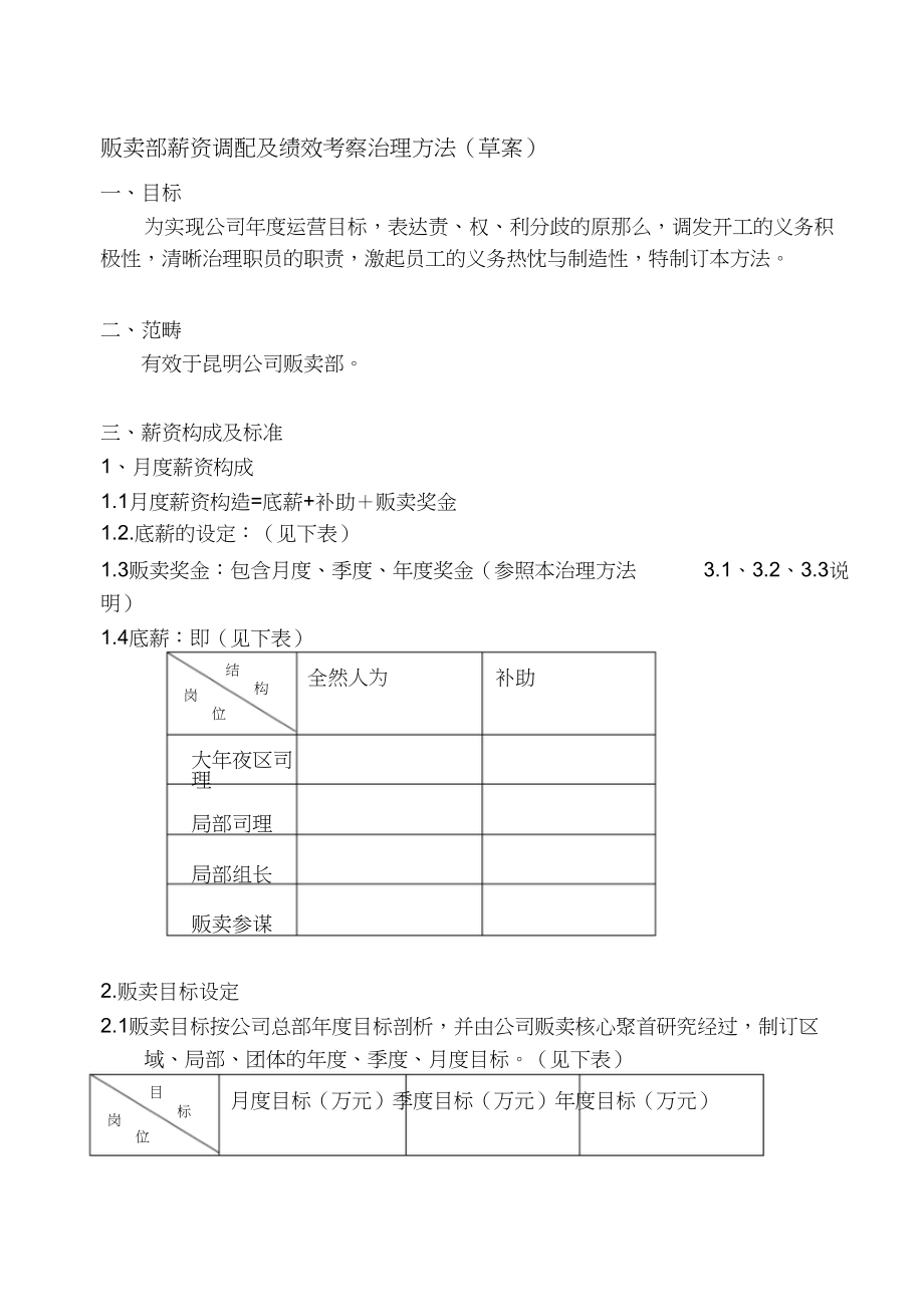 2023年销售人员薪资及绩效考核管理办法2.docx_第1页