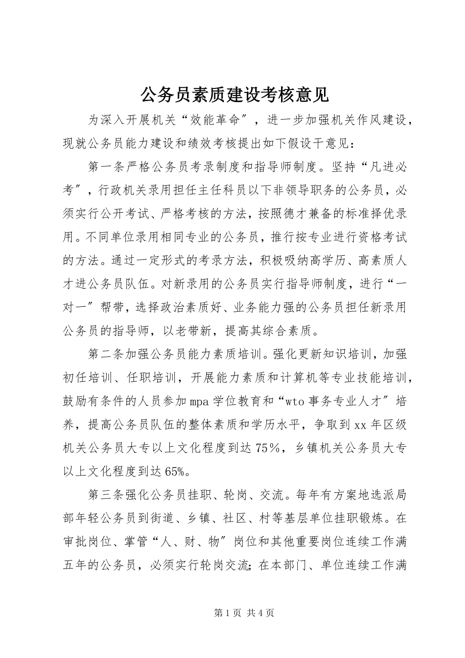 2023年公务员素质建设考核意见.docx_第1页