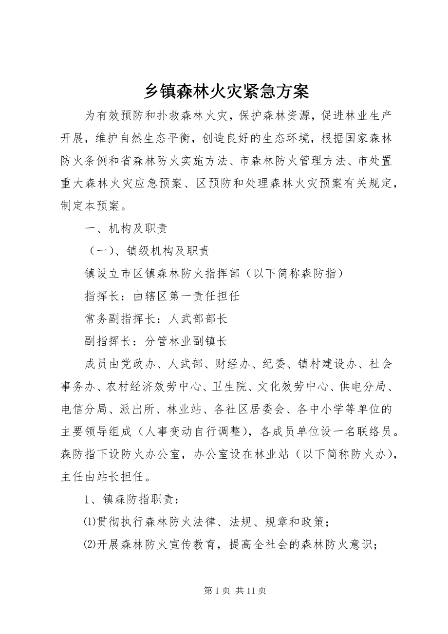 2023年乡镇森林火灾紧急方案.docx_第1页