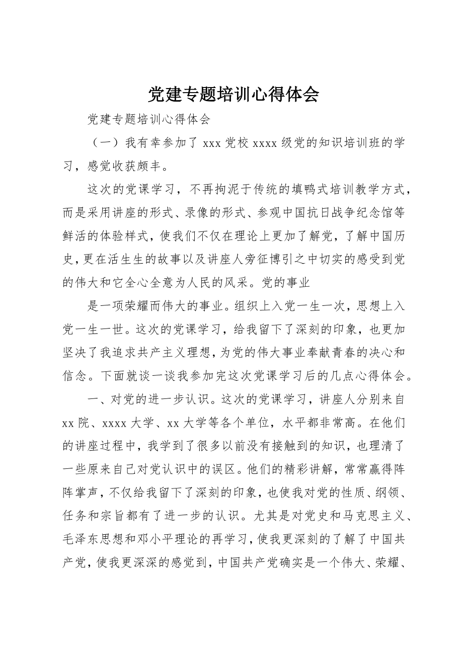 2023年党建专题培训心得体会精选.docx_第1页