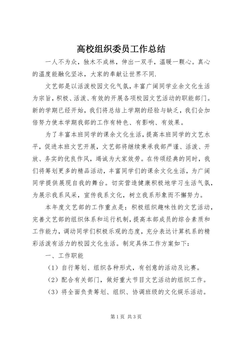 2023年高校组织委员工作总结.docx_第1页