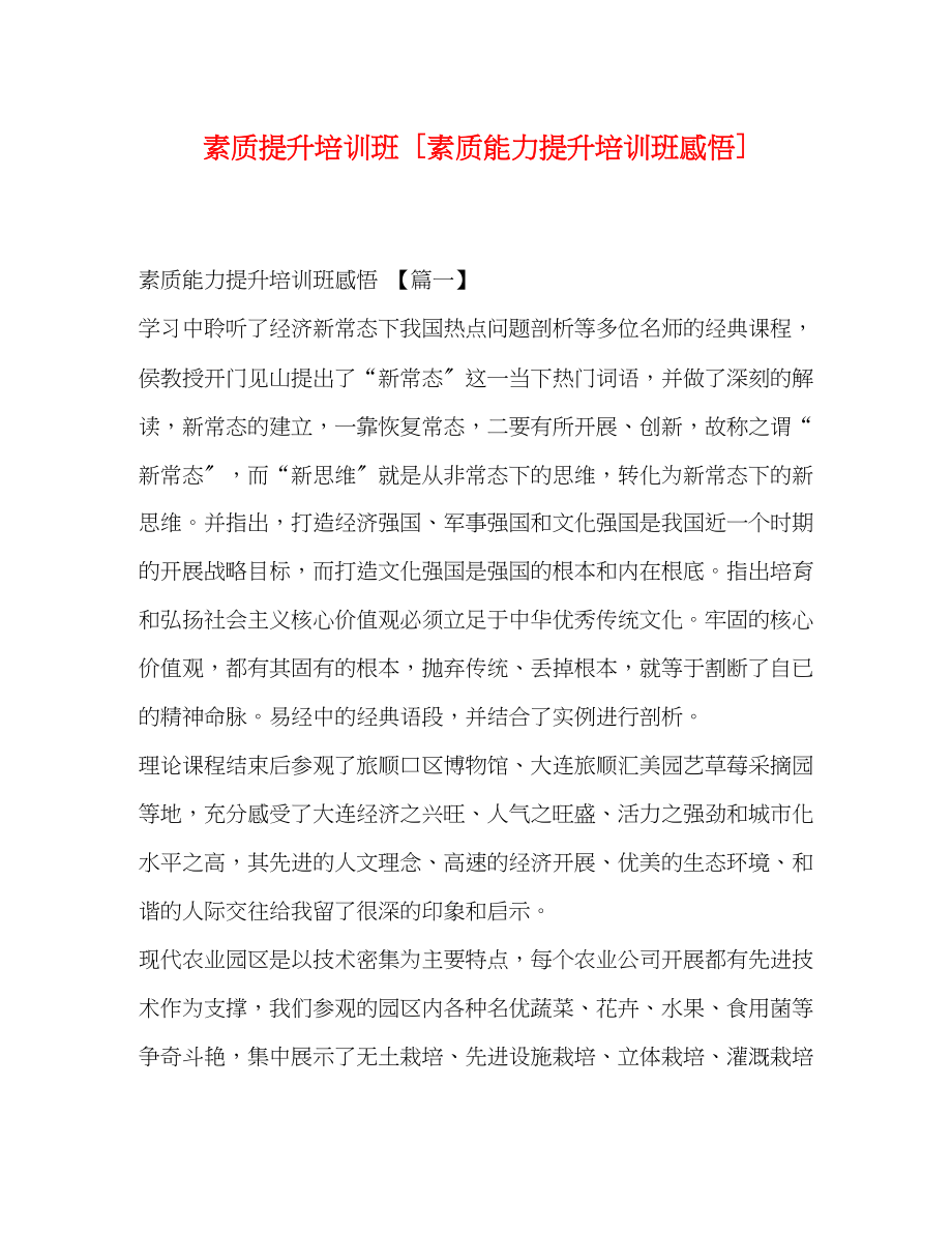 2023年素质提升培训班[素质能力提升培训班感悟].docx_第1页