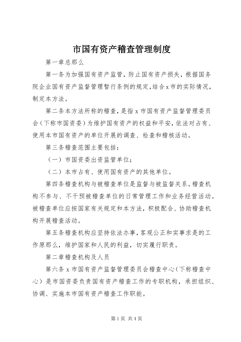 2023年市国有资产稽查管理制度.docx_第1页