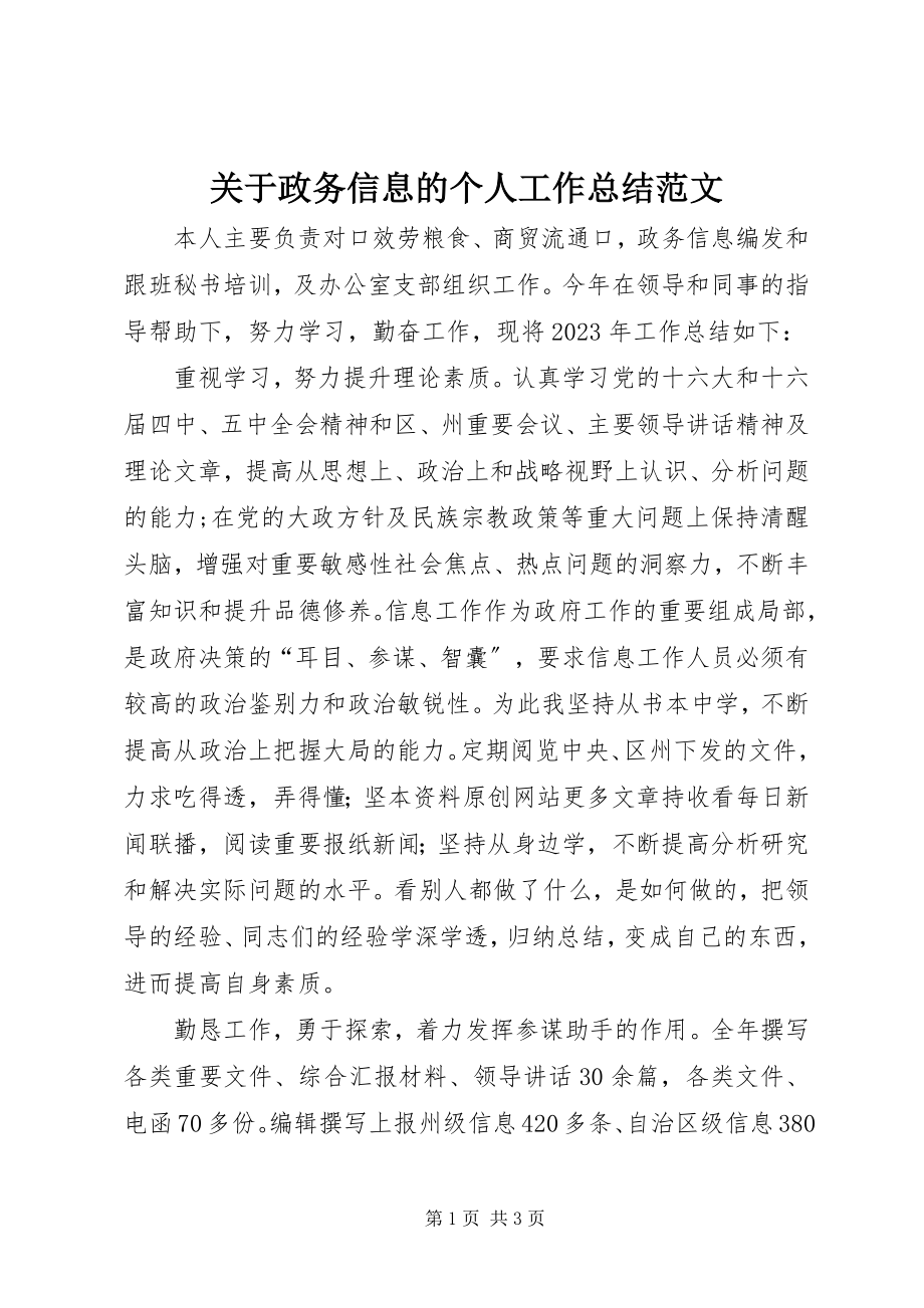 2023年政务信息的个人工作总结.docx_第1页