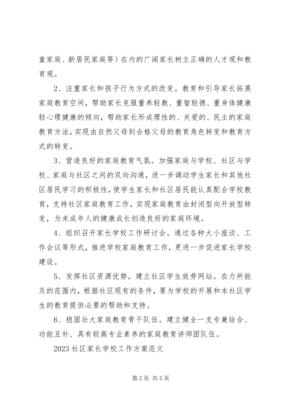 2023年学校总结社区家长学校工作计划.docx_第2页