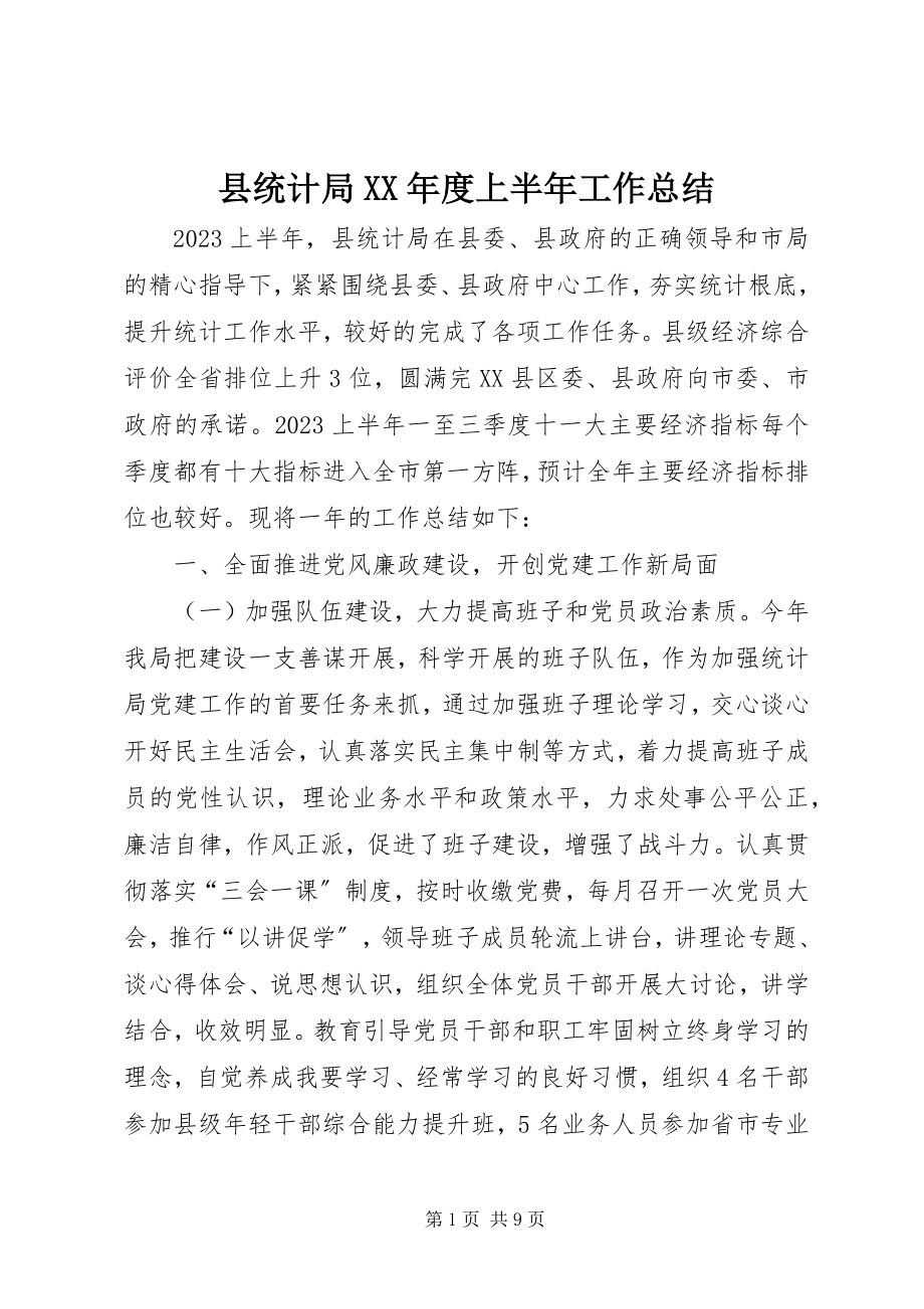 2023年县统计局度上半年工作总结.docx_第1页