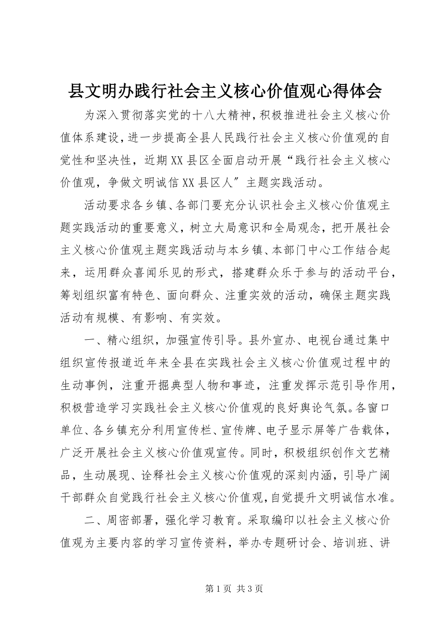 2023年县文明办践行社会主义核心价值观心得体会.docx_第1页