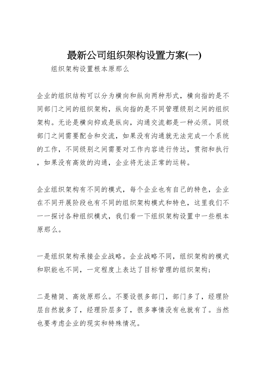 2023年公司组织架构设置方案.doc_第1页