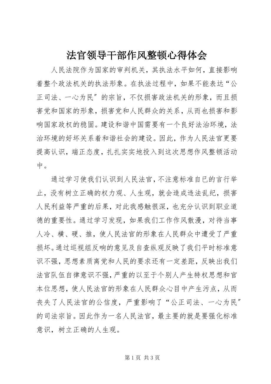 2023年法官领导干部作风整顿心得体会.docx_第1页