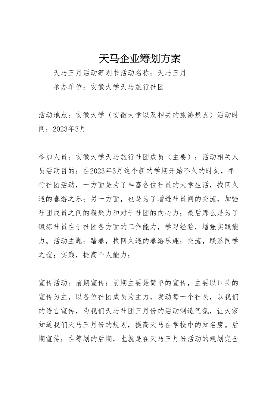 2023年天马企业策划方案 .doc_第1页