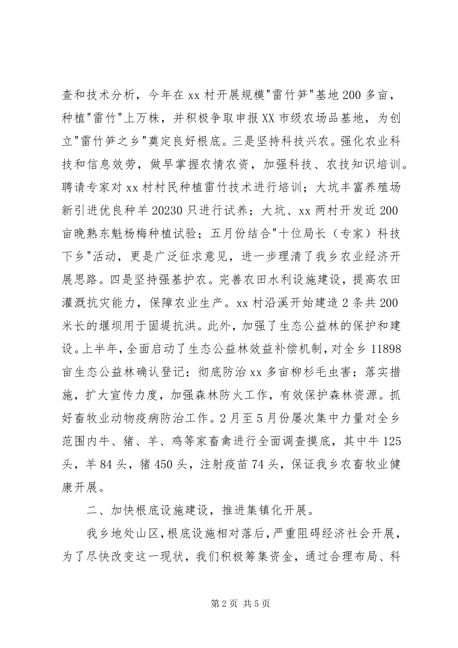 2023年乡党委政府上半年工作总结工作总结.docx_第2页