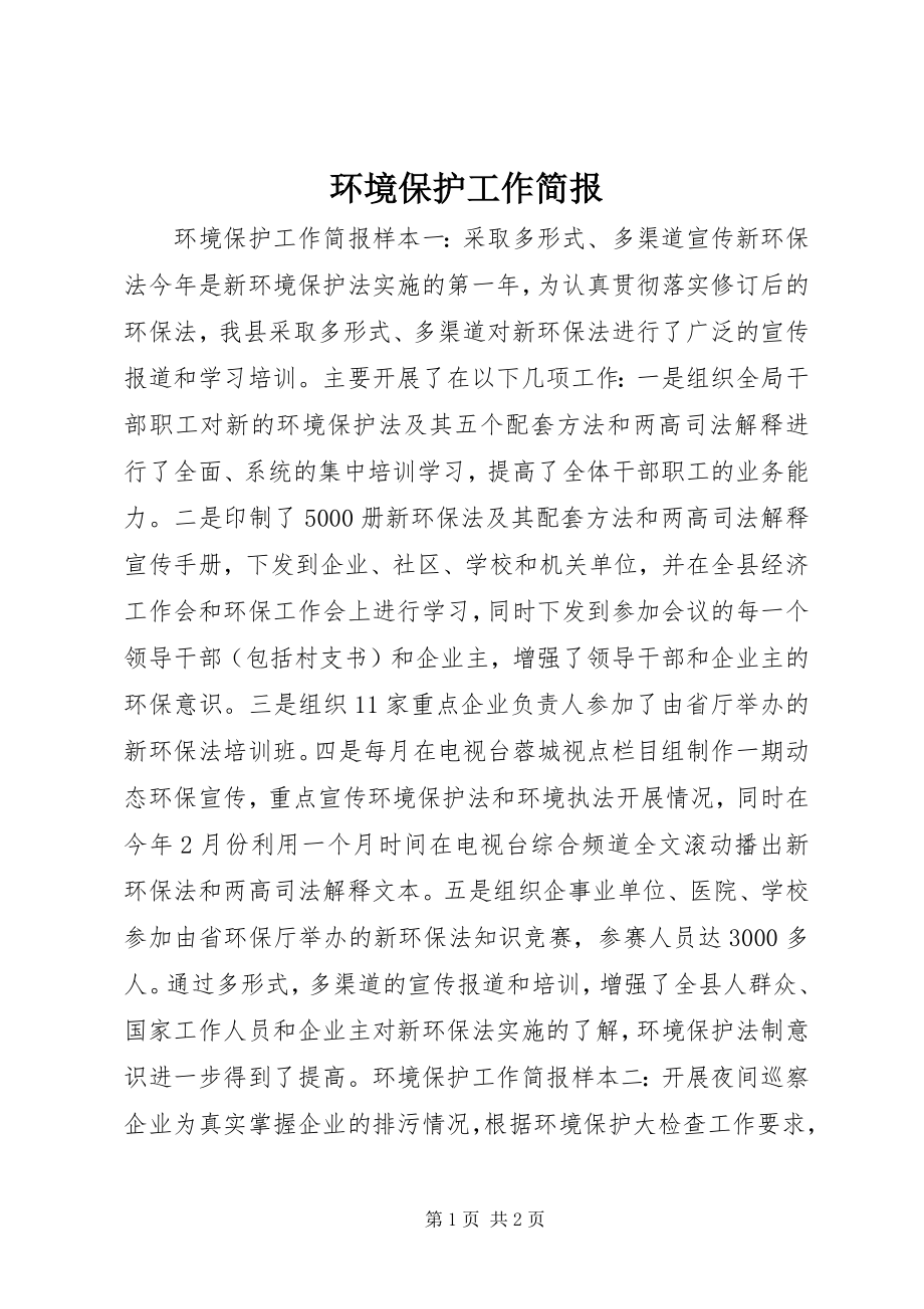 2023年环境保护工作简报.docx_第1页