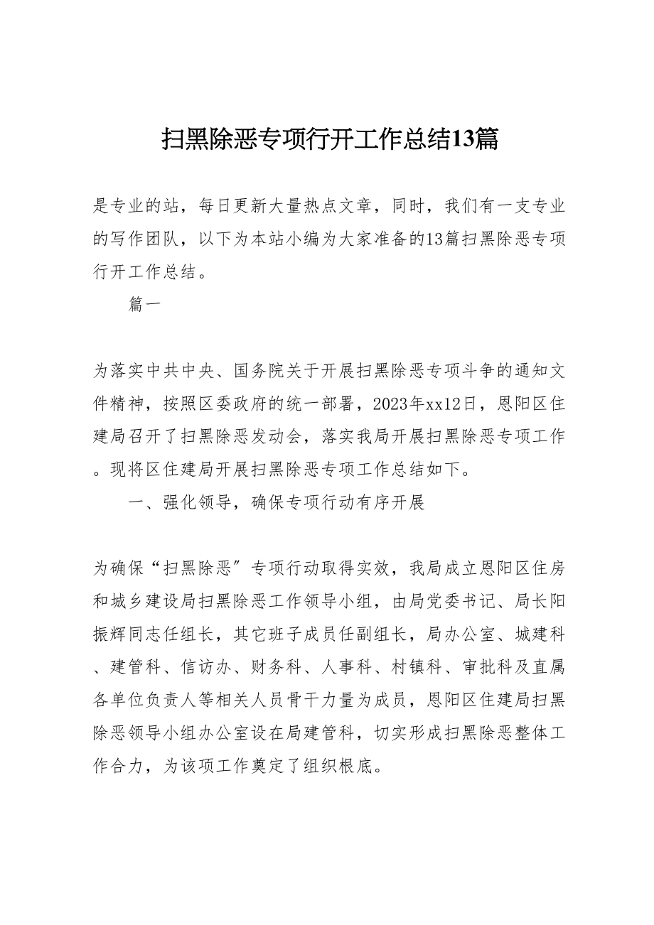 2023年扫黑除恶专项行动工作总结13篇.doc_第1页