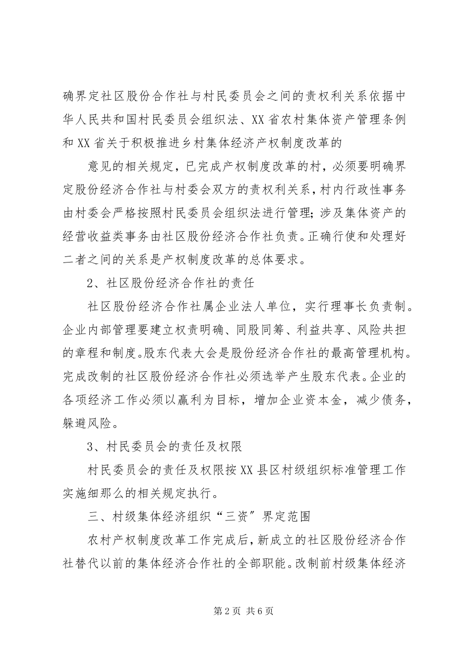 2023年明确社区股份经济合作社与村民委员会资产管理权责利关系的意.docx_第2页