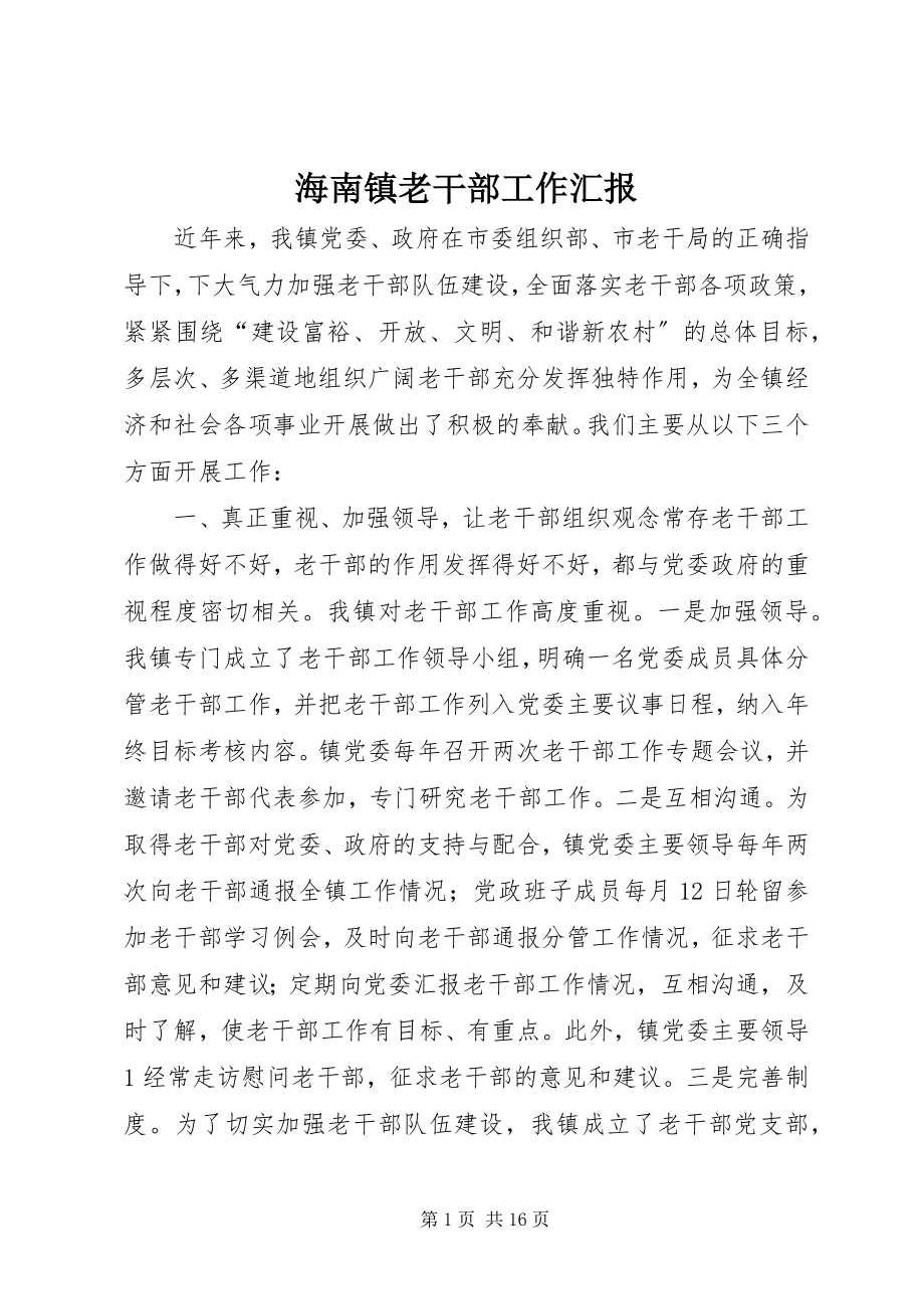 2023年海南镇老干部工作汇报.docx_第1页