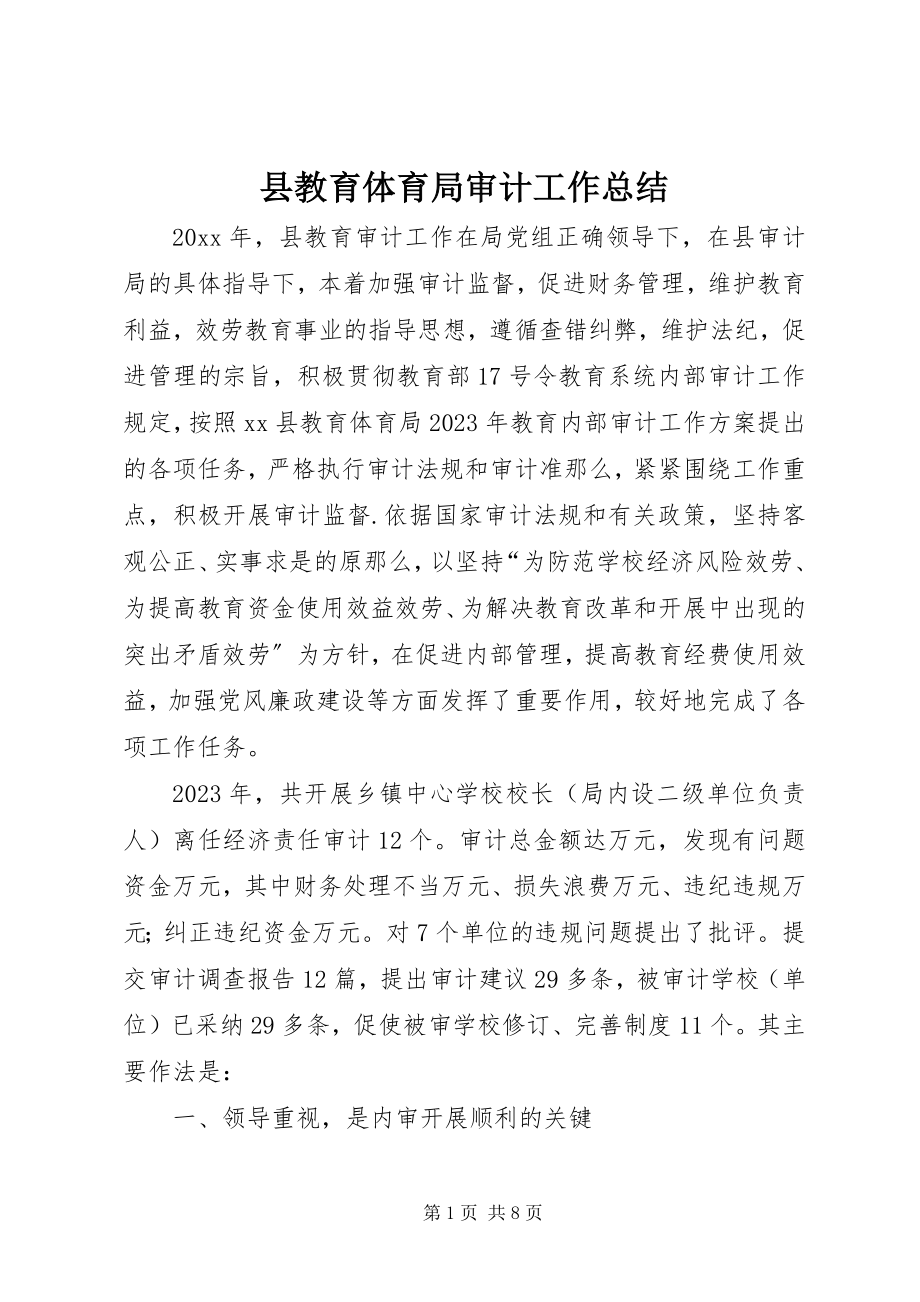 2023年县教育局审计工作总结.docx_第1页