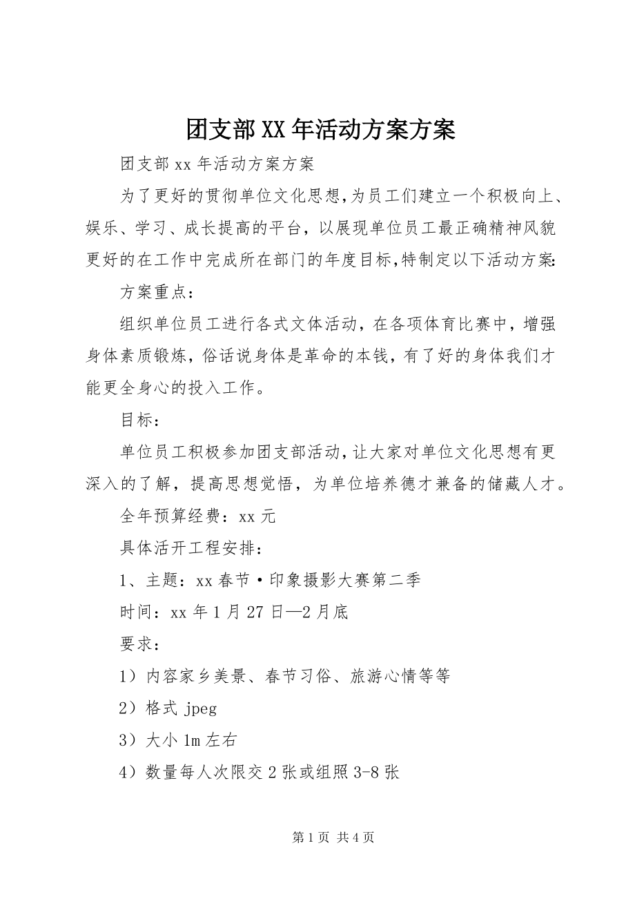 2023年团支部活动计划方案.docx_第1页