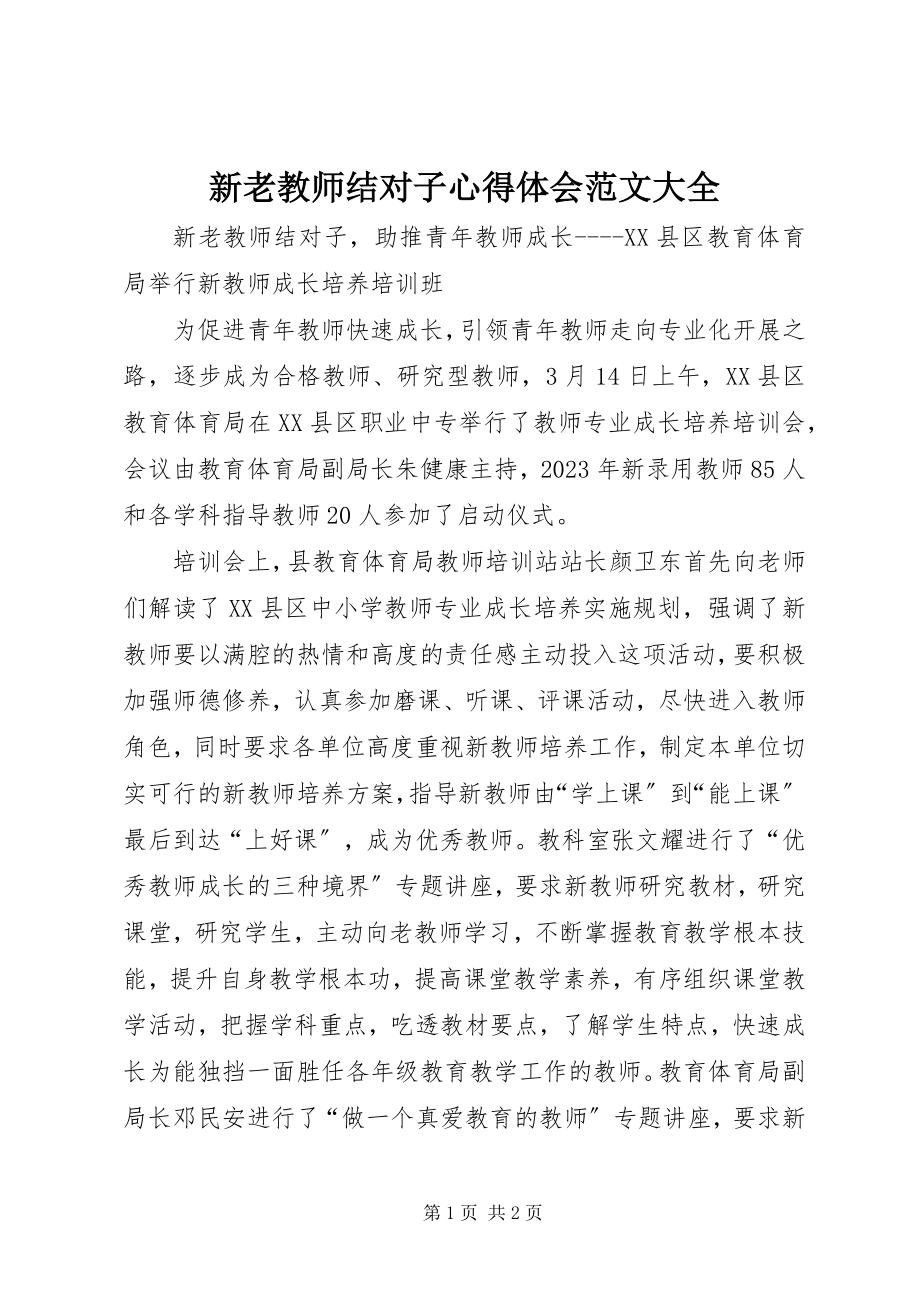 2023年新老教师结对子心得体会大全.docx_第1页