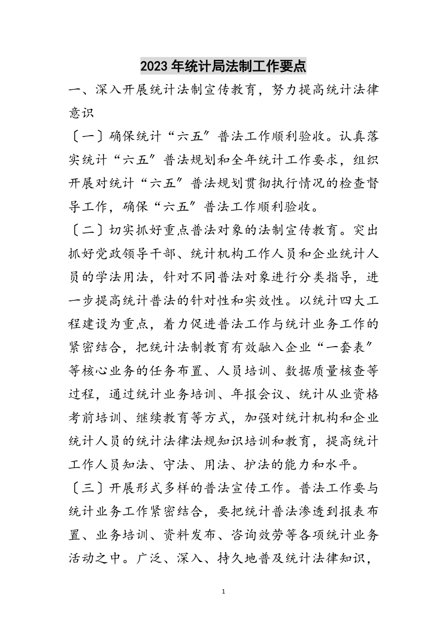 2023年年统计局法制工作要点范文.doc_第1页