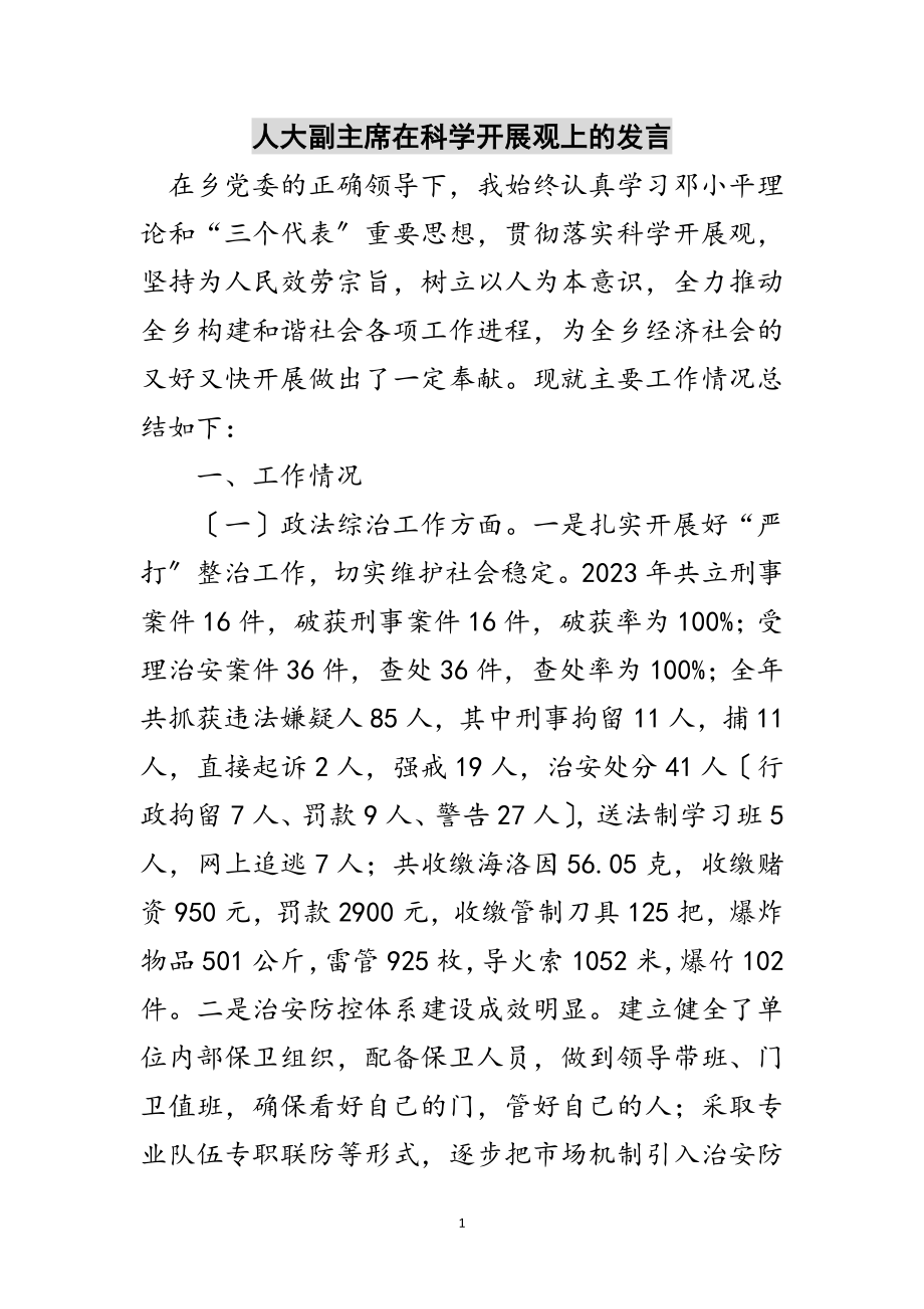 2023年人大副主席在科学发展观上的发言范文.doc_第1页