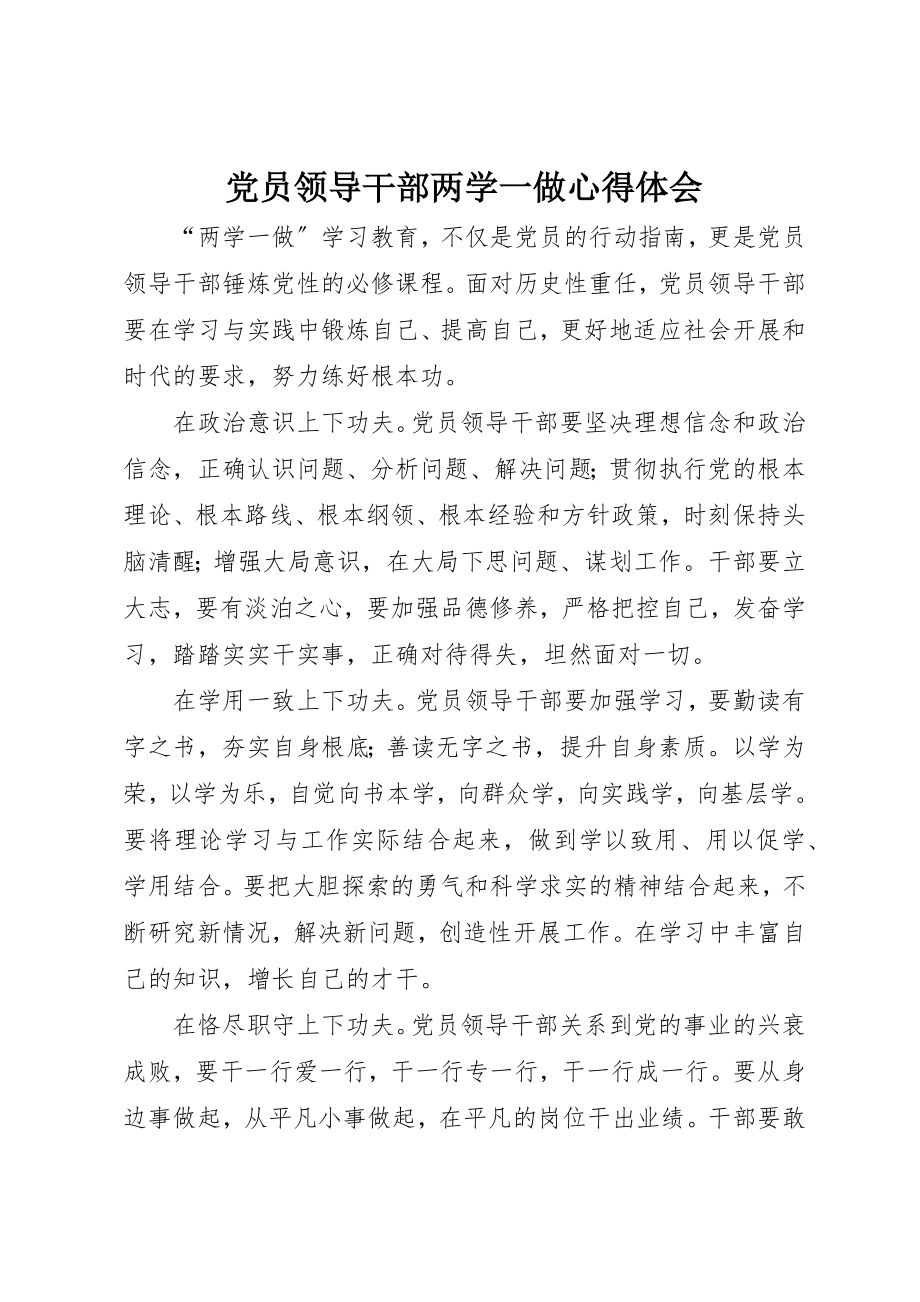 2023年党员领导干部两学一做心得体会.docx_第1页