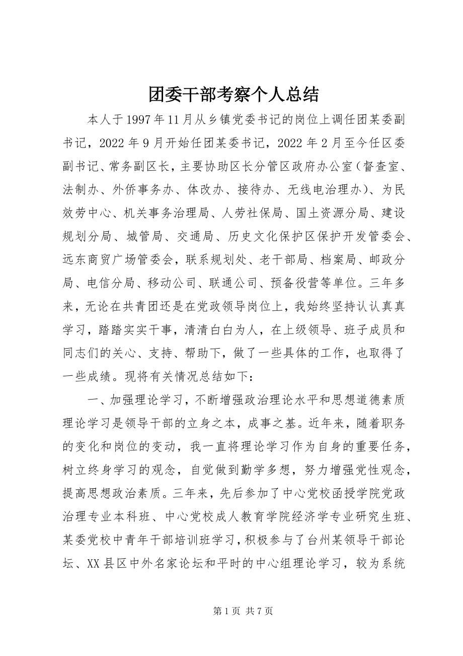 2023年团委干部考察个人总结.docx_第1页