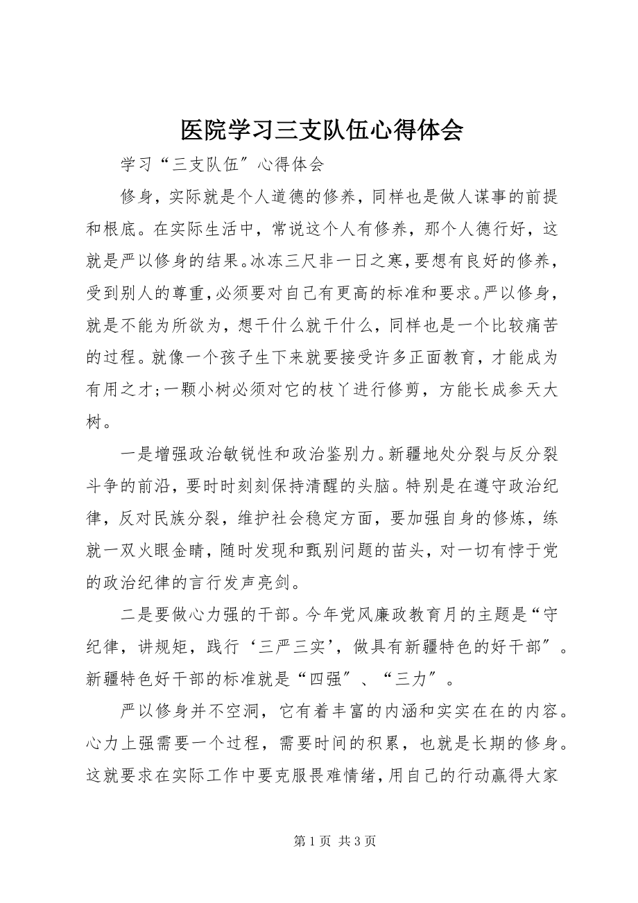 2023年医院学习三支队伍心得体会.docx_第1页