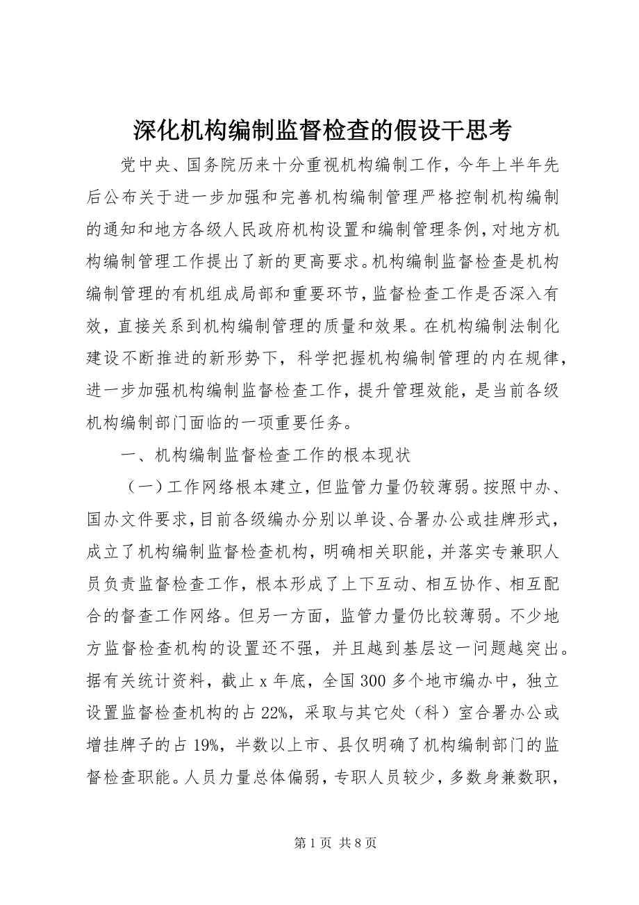 2023年深化机构编制监督检查的若干思考.docx_第1页