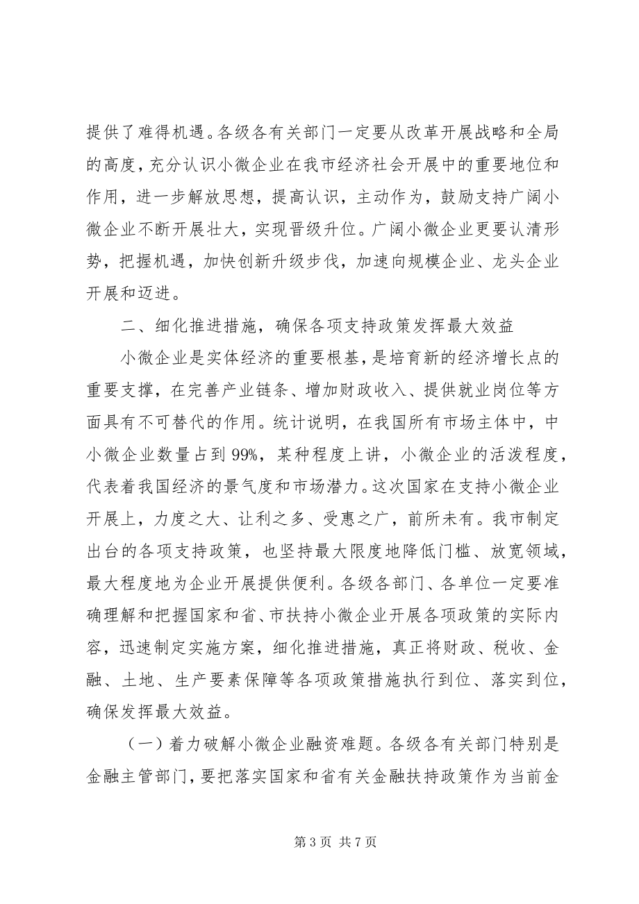 2023年市长在全市推进小微企业发展座谈会上的致辞.docx_第3页