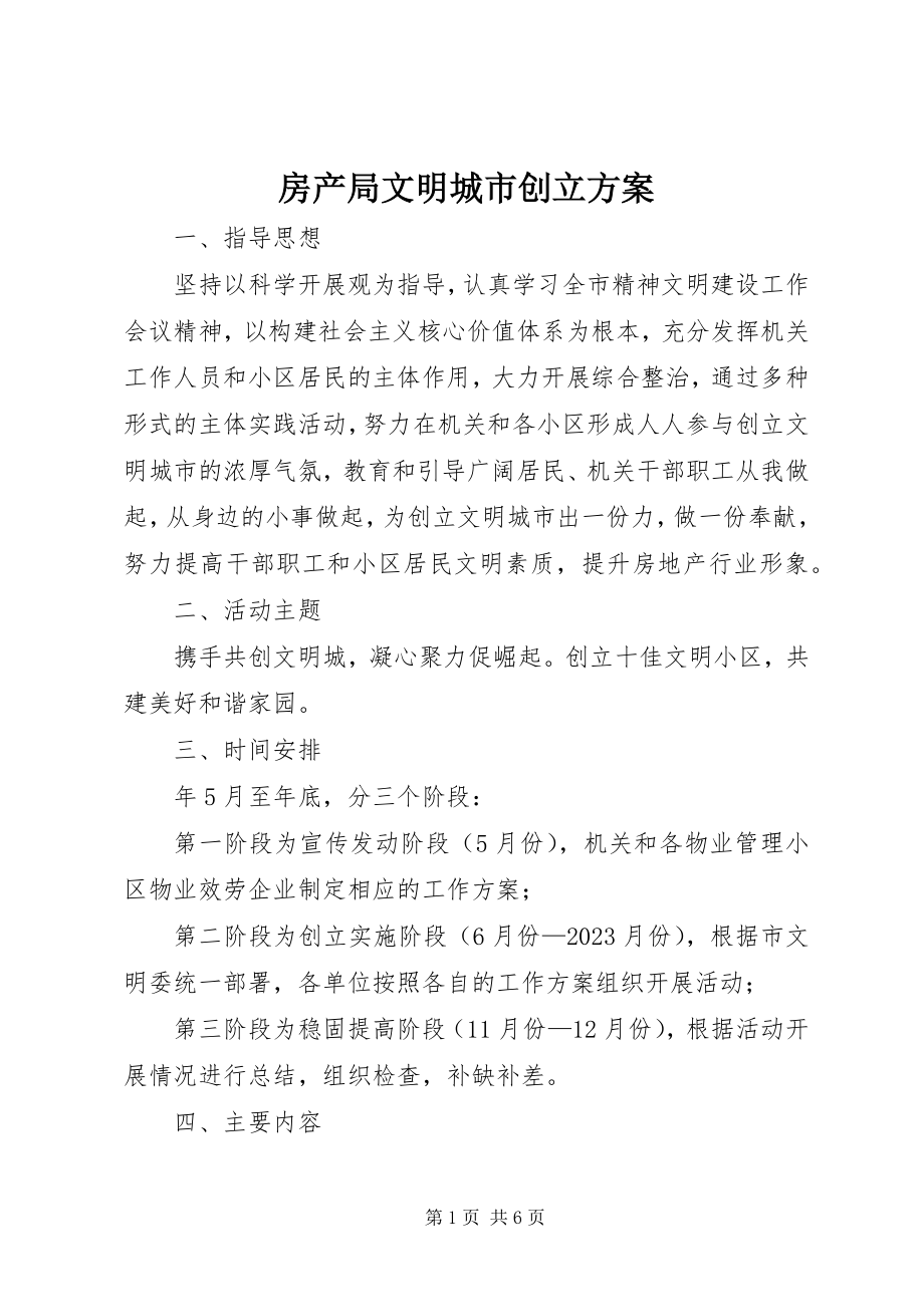 2023年房产局文明城市创建方案.docx_第1页