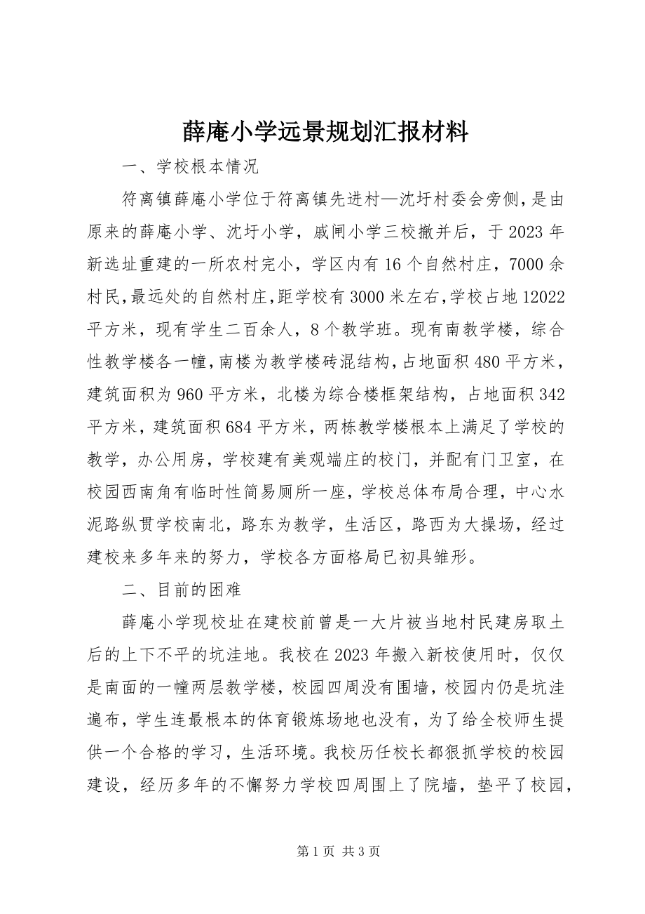 2023年薛庵小学远景规划汇报材料.docx_第1页