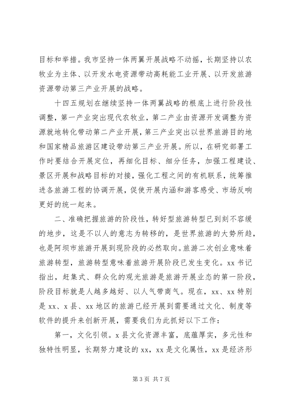 2023年旅游业发展推进专题座谈会上的致辞.docx_第3页