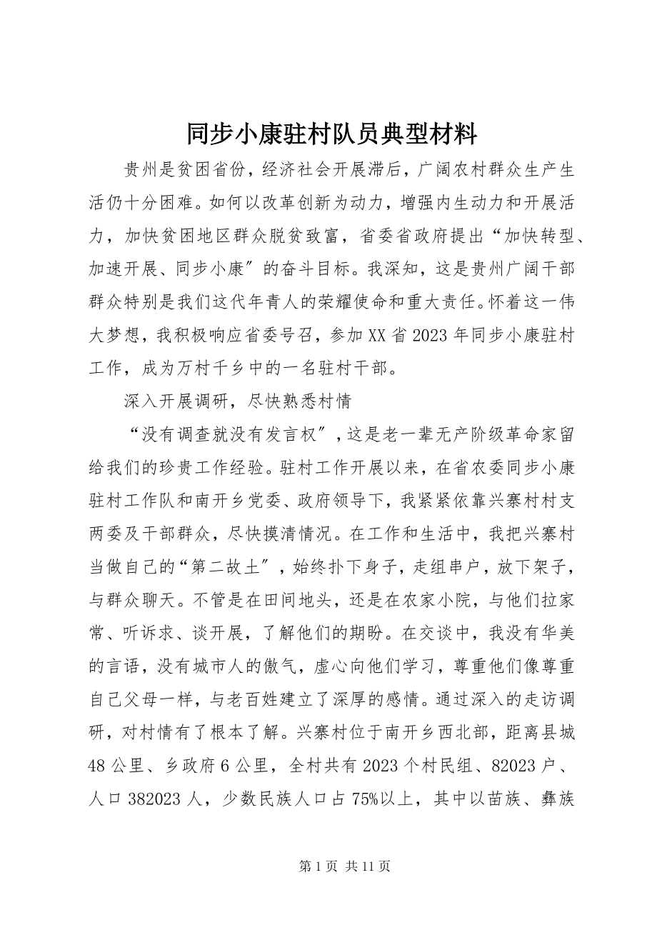 2023年同步小康驻村队员典型材料.docx_第1页