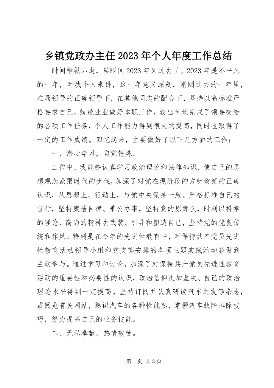 2023年乡镇党政办主任个人年度工作总结.docx_第1页