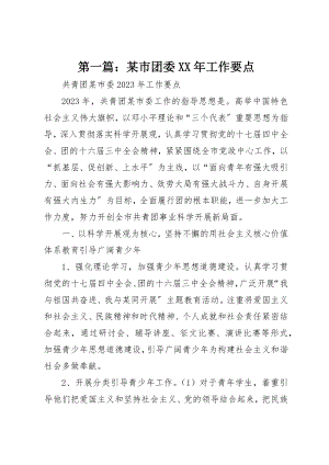 2023年xx某市团委某年工作要点新编.docx