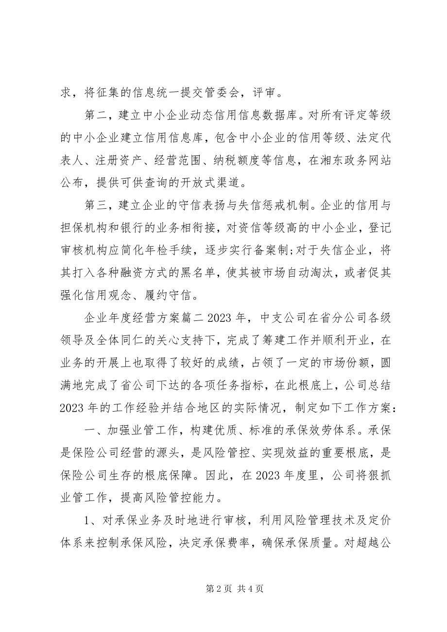 2023年企业年度经营计划模板.docx_第2页