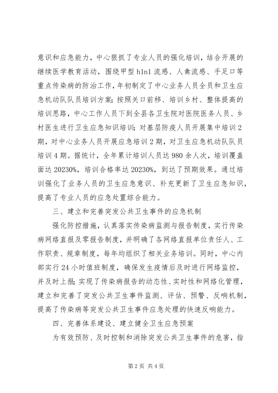 2023年疾控中心卫生应急工作总结.docx_第2页