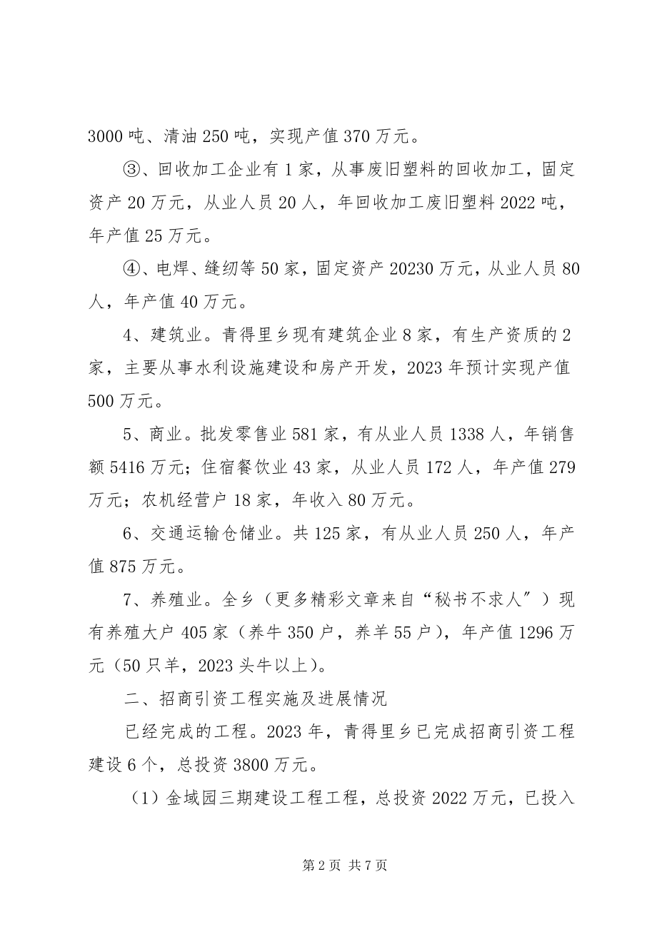 2023年青得里乡发展非公有制经济和小城镇建设情况汇报.docx_第2页