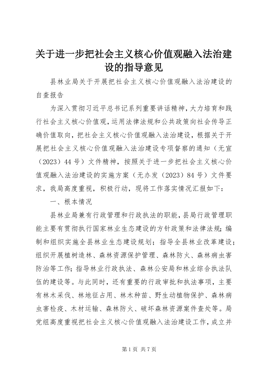 2023年进一步把社会主义核心价值观融入法治建设的指导意见.docx_第1页