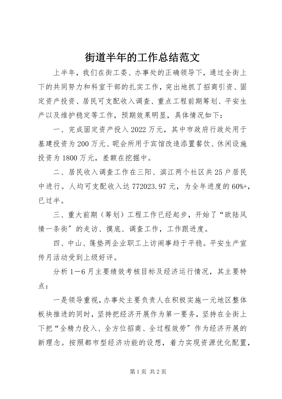 2023年街道半的工作总结.docx_第1页