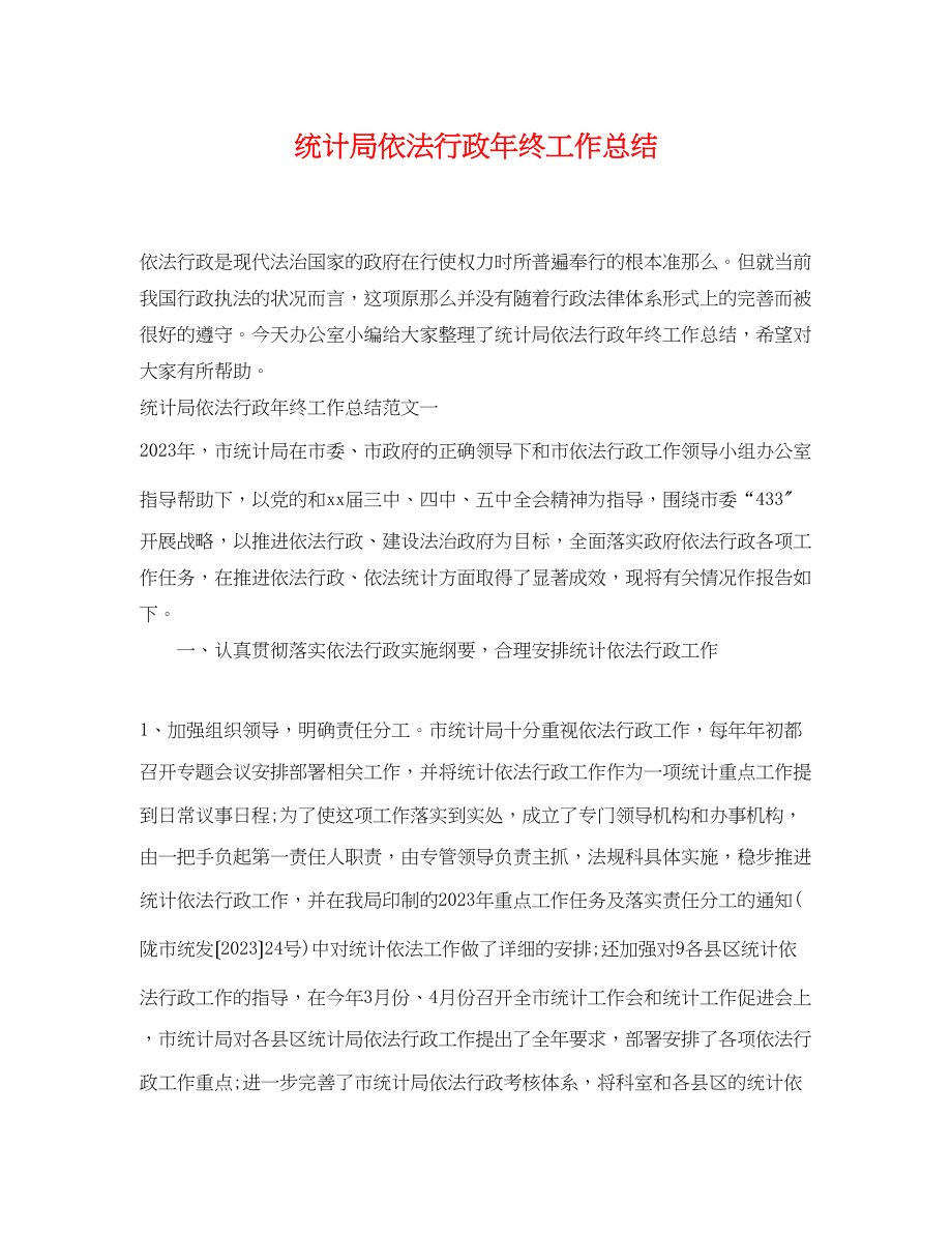 2023年统计局依法行政终工作总结.docx_第1页