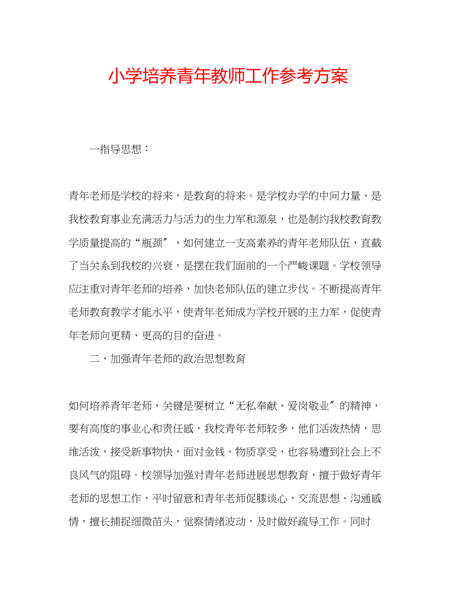 2023年小学培养青教师工作计划.docx_第1页