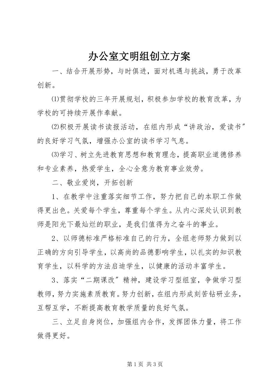 2023年办公室文明组创建计划新编.docx_第1页