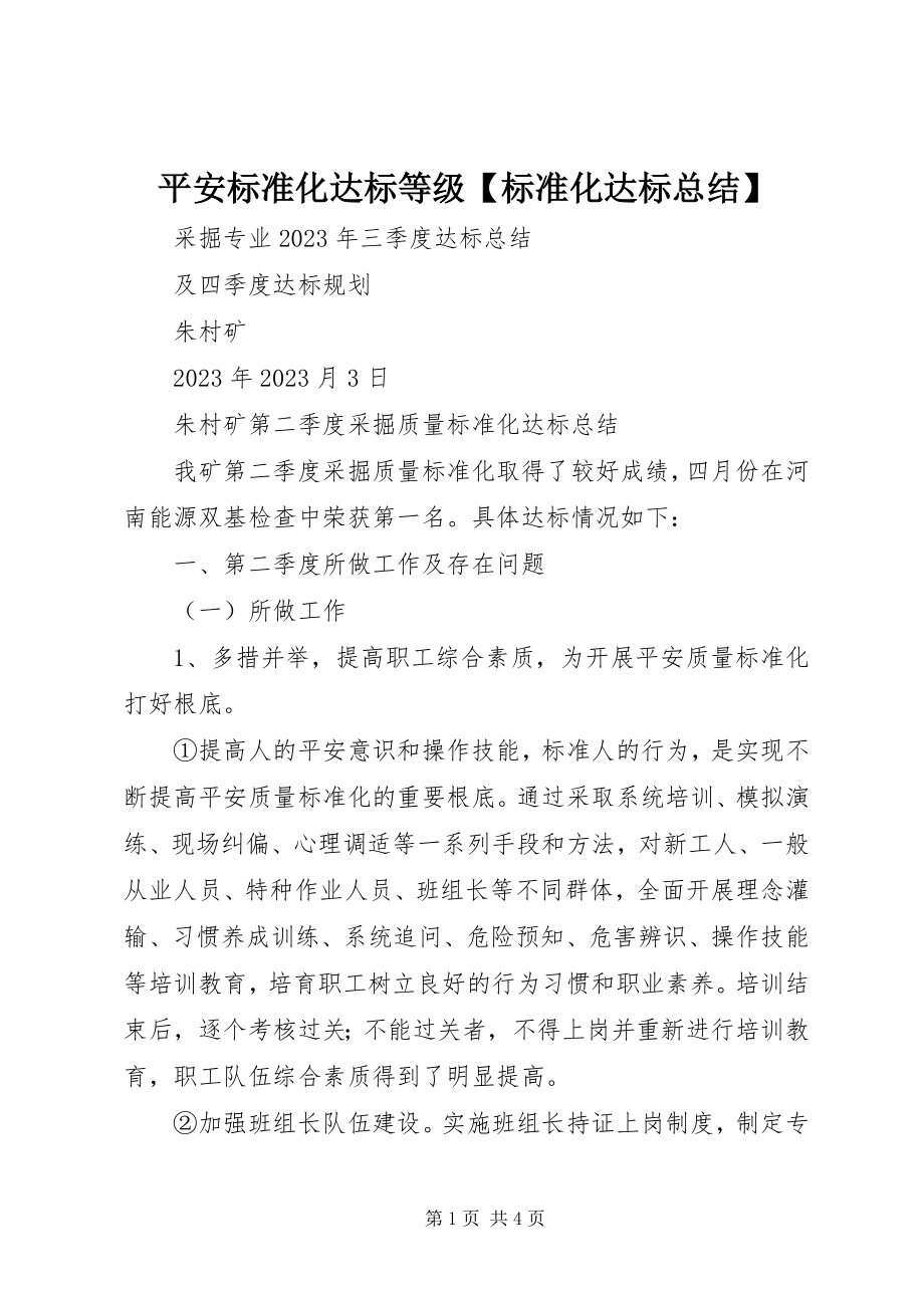 2023年安全标准化达标等级标准化达标总结新编.docx_第1页