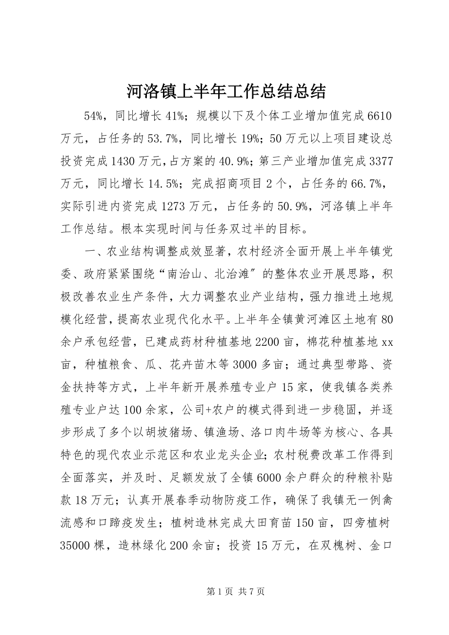 2023年河洛镇上半年工作总结总结.docx_第1页