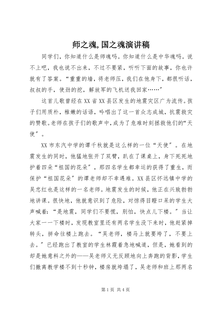 2023年师之魂国之魂演讲稿.docx_第1页