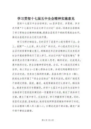 2023年学习贯彻十七届五中全会精神实施意见.docx