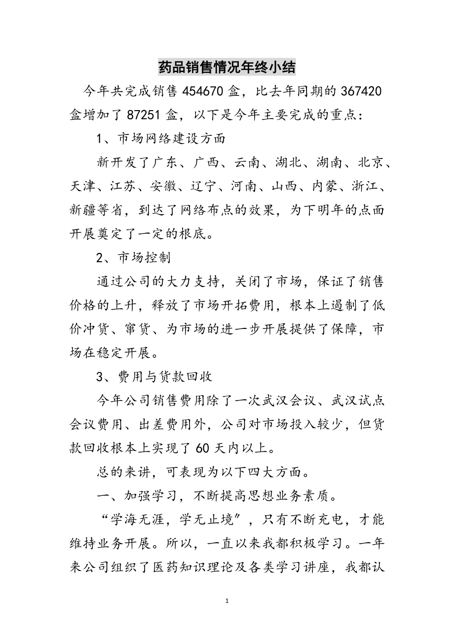 2023年药品销售情况年终小结范文.doc_第1页